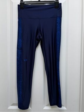 UNDER ARMOUR CROPPED ATHLETIC TRAINING RUNNING WORKOUT LEGGINGS BLUE MEDIUM